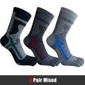 1/3 Pairs Thick Five Finger Socks Sports Man Boy Striped Compression Terry Damping Towel Bottom Cycling Outdoor Toe Socks Short. 
