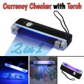2-in-1 Portable Mini Money Detector Cash Bill Checker Tester with UV Light Flashlight  , Note checker. 