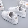 2025 Baskets Blanches Brodées en Cuir  Femme, Chaussures Décontractées, Respirantes, à Fleurs, à Lacets, Nouvelle Collection. 