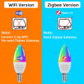 E14 Smart Wifi Led Candle Light Bulb Zigbee 3.0 RGB Colorful Led Lamps 5W Works With Alexa Google Home Smartthings Voice Control. 