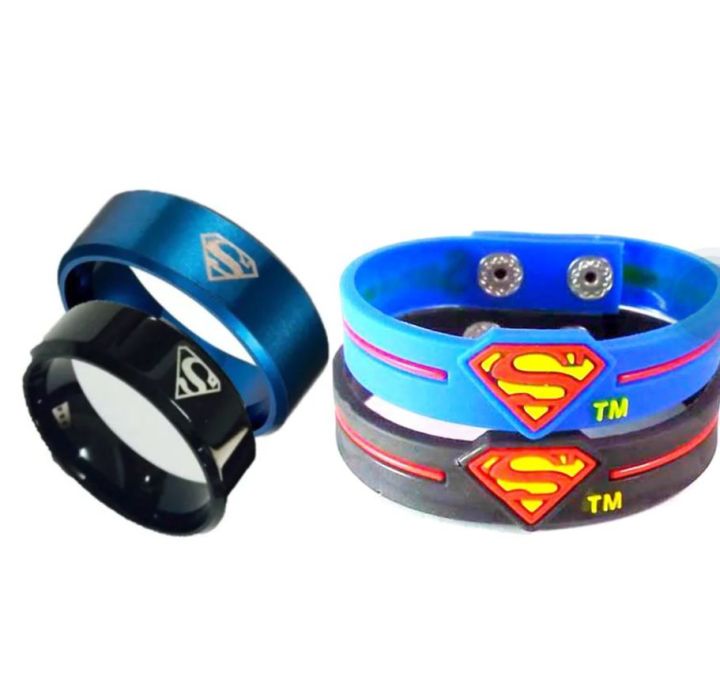 HOT SALE SUPERMAN LOGO  TITANIUM STEEL RING WITH FREE SUPERMEN LOGO BAND FOR MEN/BOYS  -TOP FASHION HIGH QUALITY  STAINLESS STEEL WITH SUPER HERO LOGO RING +FREE BAND FOR BOYS   -BEST GIFT FOR FRIENDS