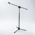 Heavy Duty Adjustable Microphone Stand with 2 Mic Clips, Collapsible Tripod Boom, Adjustable Height, Sturdy, and Foldable Design. 