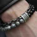 1 Piece Punk Simple Temperament Black Beaded Chain with Natural Stone Beaded Chain Bracelets MEN'S FASHION Items Holiday Travel. 