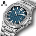 RUIGE Square Nautilus Quartz Watch Men's Watch Original Stainless Steel Authentic Watch Night Glow Waterproof Men's Watch. 