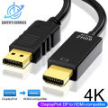 4K DisplayPort to HDMI-compatible Adapter Cable Dispaly Port DP to HDMI-compatible Converter Cable for PC TV Monitor Projector. 
