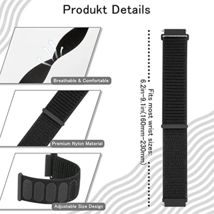 Nylon%20loop%20For%20Samsung%20Galaxy%20Watch%206%205%20Pro/4/classic/gear%20s3%20frontier/active%20Sport%20Bracelet%20Huawei%20watch%20gt2%203%2022mm%2020mm%20Strap%20-%20Image%204