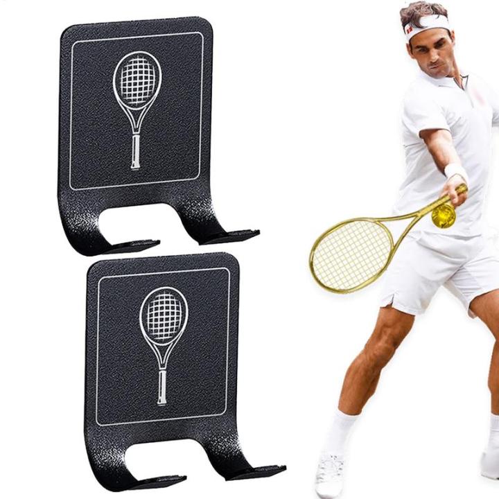 Red Tennis Racket Rack Metal New 2PCS Universals Tennis Racket Holder Wall Mounted Racket Rack ...