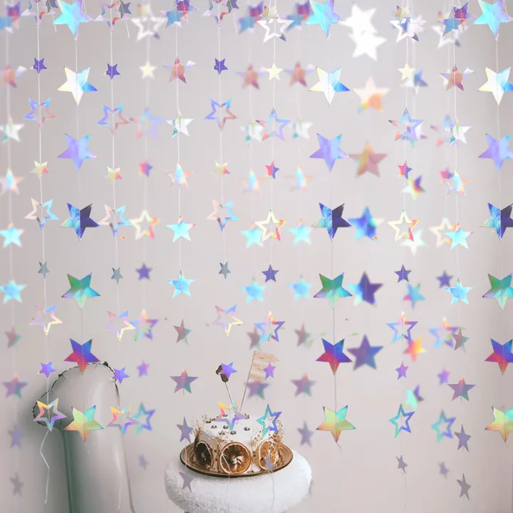 Iridescent%20Paper%20Star%20Garland%20Banner%20Laser%20Silver%20Flag%20Hanging%20Decor%20Birthday%20Party%20Pendant%20Baby%20Shower%20Wedding%20Streamer%20Decor%20-%20Image%202