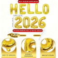 Hello 2026 Balloons Gold Banner Set With Giant New Year Bottle Balloons, Happy New Year Aluminum Foil Balloons Props Decoration. 
