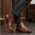Chelsea Men Boots Fashion Brand Comfortable Leather Ankle Boots.