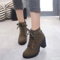 New Spring Winter Fashionable versatile Women Boots Lace-up Fashionable versatile Ladies Shoes comfortable High Heels Boots. 