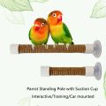 Hemp Rope Pet Parrot Wood Fork Tree Branch Stand Rack Squirrel Bird Hamster Branch Perches Chew Bite Toys Stick with Suction. 