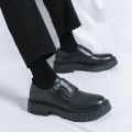 New Men's Grasp Leather Derby Shoes British Platform Buckle Leather Shoes with High and Low Top Casual Shoes for Men. 