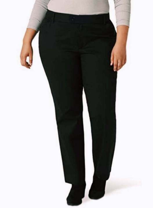Women's slack pants with stretch cotton fabric, small cylinder, big size, comfortable to wear, not uncomfortable, waist 38-52 inches.