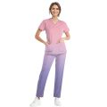 Medical Uniform Trendy Women's Scrub Set Stretch Soft Y-Neck Top Pants Hospital Pet Clinic Doctor Costume Contrasting Colors. 