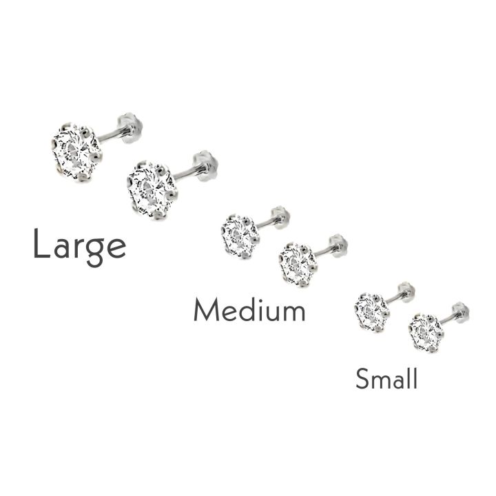 3Pairs 100% Chandi Screw/Peech Tops, Girls 3Pairs Earring Studs Set, Full EAR Earrings Set, Silver/Golden Earring Set, Boys Chandi Tops