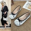 Spring Butterfly-knot Women Dot Ballet Flats Comfort Shallow Square Toe Slip on Shoes Ladies Eelgant Dress Mary Jane Shoes.