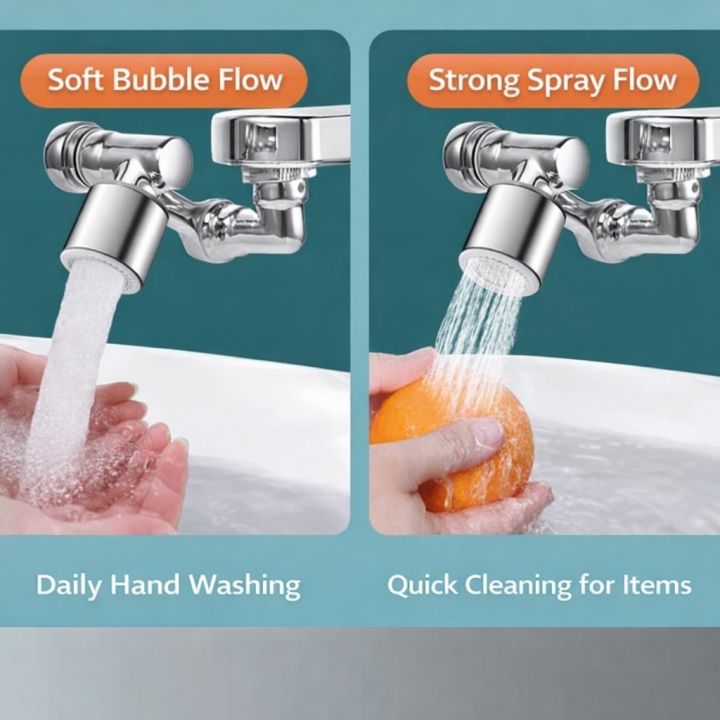 1080° Rotatable Faucet Extender with 2 Water Modes | Sink & Basin Tap Spray Head