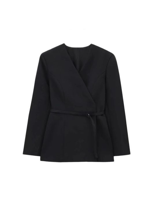 Women's%20Chic%20V-Neck%20Blazer%20Coat%20with%20Belt%20Long%20Sleeve%20Snap-Button%20Fashion%20Outerwear%20Top%20-%20Image%204
