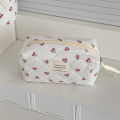 Cherry Makeup Bag Women's Cosmetic Bags Fashion Portable Cute Cosmetic Travel Storage Pouch Handbag Cotton Quilted Zipper Purse.