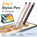 Touch Pen Stylus Pen 2 In 1 Universal Capacitive Touch Screen Stylus Touch Pencil Dual Tip Silicone Disc Stylus Pen for Android Tablet Mobile Laptop Drawing Writing No Charging Required. 