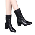 2024 New Women Versatile Leather Boots Fashion Antislip High Heels Female Casual Comfortable Boot External Wear Trendy Shoes. 