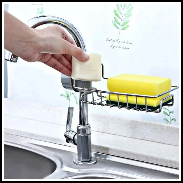Stainless%20Steel%20Faucet%20Sponge%20Holder%20%E2%80%93%20Kitchen%20Sink%20Caddy%20for%20Dish%20Soap%20&%20Sponge%20Storage%20-%20Image%204