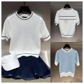 Korean Original Women's Golf Knitwear 2026 Summer, Cool Hollow Short-Sleeve T-Shirt with Logo, Breathable Trendy Top for Daily.