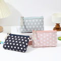 Small Fresh Canvas Dot Makeup Bag Simple and Portable Skincare Storage Bag Korean Version Student Pencil Case Wallet. 
