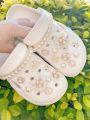 20 white camellias, ABS pearl chain DIY detachable shoe accessories, suitable for women sandals, slippers, beach bag multi-funct. 