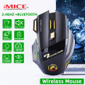 Wireless Gaming Mouse USB IMICE GW-X7 3200DPI Dual Mode Rechargeable 7 Keys 2.4Ghz Silent Mouse Bluetooth 7-color Breathing LED. 