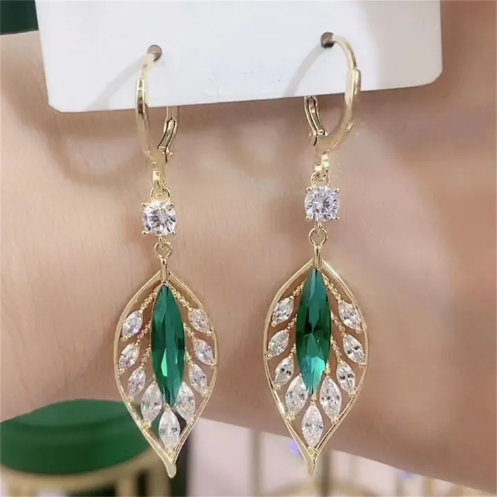New%20Fashion%20Crystal%20Leaf%20Tassel%20Drop%20Earrings%20For%20Women%20Exquisite%20Micro%20Inlaid%20Cubic%20Zircon%20Leaves%20Earring%20Wedding%20Jewelry%20Gifts%20-%20Image%203