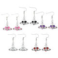 Aesthetic Cubic Zircon Heart Silver Saturn Planet Earrings Plated Saturn Earring Nana Cosplay Jewelry for Saturn Enthusiasts. 