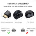 HDMI-compatible to VGA Cable Converter Male To Famale Converter Adapter 3.5mm Jack Audio HD 1080P For PC Laptop Tablet. 