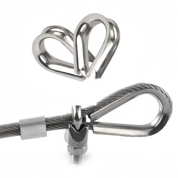 Wire Rope M4 10Pcs M4 Thimbles Polished Stainless Steel for Offshore Lifting ...
