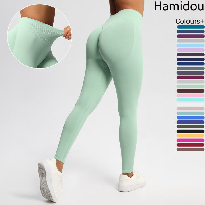 Women's Solid Color High Waist Sports Leggings High Stretch Seamless Yoga Leggings Ladies Sportswear for Indoor Outdoor Pants