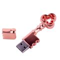 Metal Heart Shaped Key USB 2.0 High-speed Flash Drive 64GB Copper Love Pen Drive 32GB Memory Stick Fashion Business Gift U Disk. 