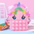 Girls Toys Silicone Cute Unicorn Messenger Bag Coin Purse Children's Decompression Pop Fidget Toys. 