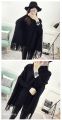 Women Poncho Coat Solid Elegant Pullover Female Jumper Irregular Tassel. 