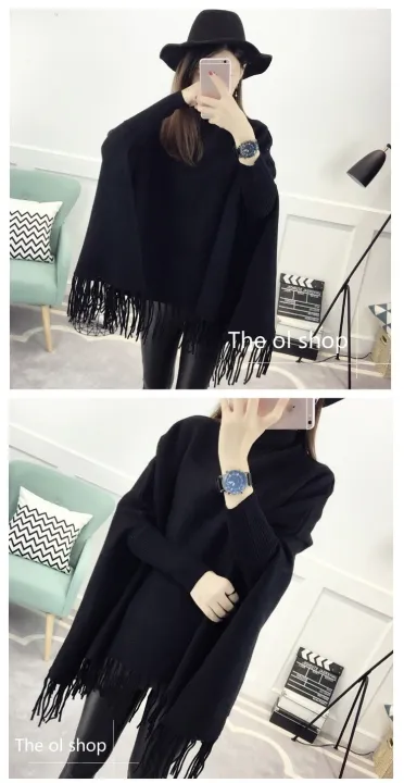 Women%20Poncho%20Coat%20Solid%20Elegant%20Pullover%20Female%20Jumper%20Irregular%20Tassel%20-%20Image%208