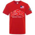 USA Basketballer Printed Street Casual T-Shirts Men Loose Oversize Clothing Breathable Cotton Short Sleeve Fashion Hip Hop Tees. 