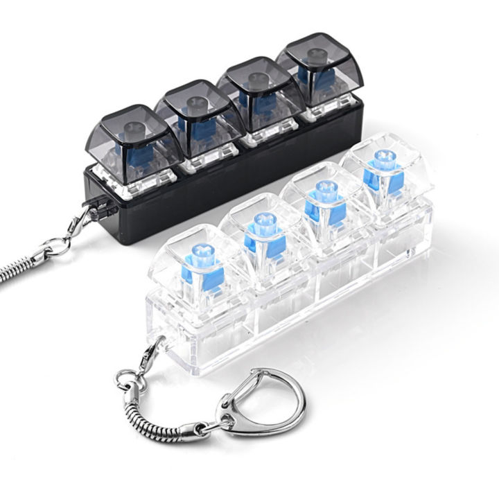 1pcs 4 Keys Mechanical Keyboard Tester LED Keyboard Key Toys Stress Relief DIY Fidget Button Keycap Fidget Keychain Toys