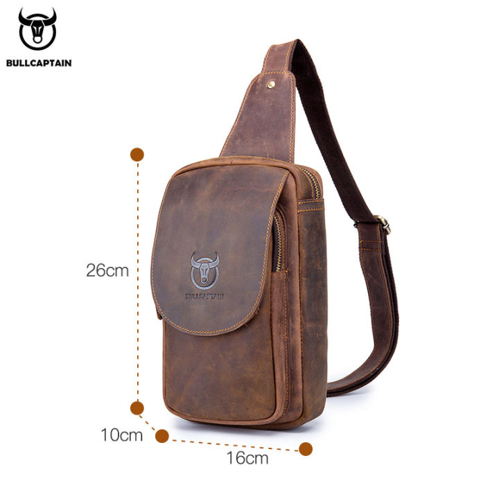 BULLCAPTAIN%20Men's%20Crossbody%20Bags%20Crazy%20Horse%20Leather%20Chest%20Bag's%20Leather%20Crossbody%20Bages%20Retro%20Men's%20Zip%20Pocket%20Short%20Travel%20Bag%20-%20Image%206