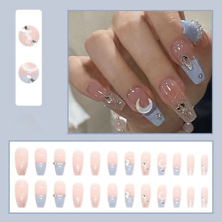 Nail Patches Handmade White Moonlight Nail Art Pieces Gentle Temperament Aurora Wearable Nail Pure Desire Nail Art Pieces