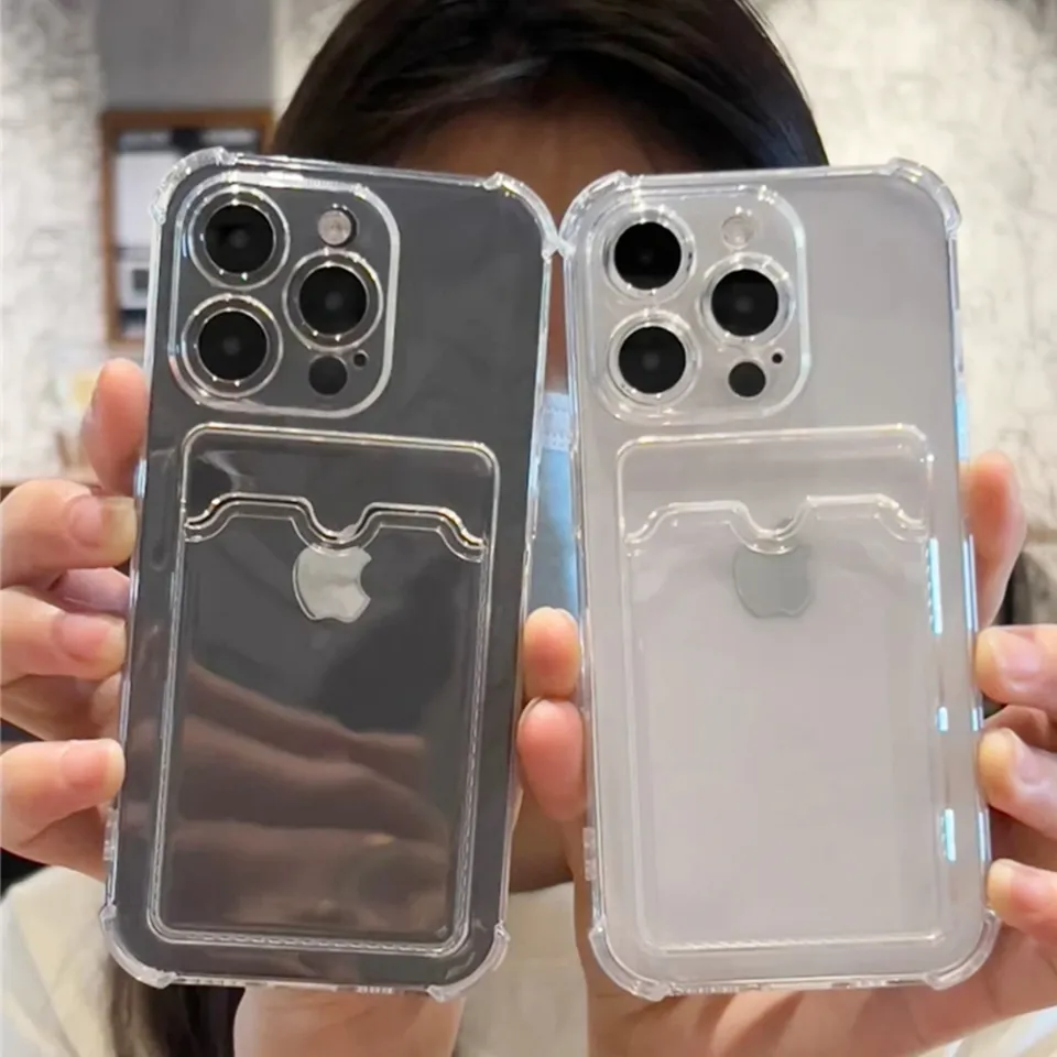 Clear Case Phone Covers With Card Holder Shockproof Clear Soft