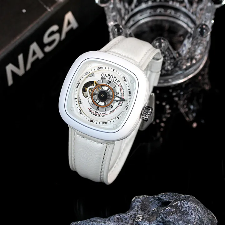 Compass Watch Arab A men's white leather belt innovative sports watch with Arabic numerals ...