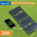 Portable Solar Charger 20W Foldable Solar Panel USB Solar Phone Charger Monocrystalline High Efficiency.