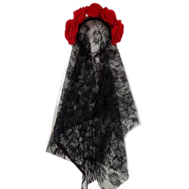1PCS%20Black%20Veil%20Halloween%20Rose%20Flower%20Headband%20Costume%20Cosplay%20Wedding%20Mexican%20Rose%20Flower%20Crown%20Headband%20Day%20of%20The%20Dead%20Party%20-%20Image%207