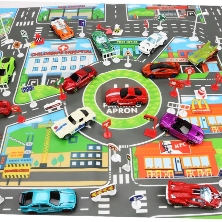 City Traffic Road map Kids City Car Parking Lot Roadmap Traffic Signs ...