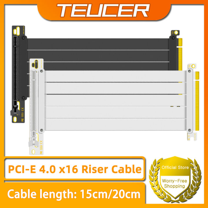 TEUCER PCI-E 4.0 X16 Riser Cable Video Card EMI Shielded High-Speed Flexible Extender PCI Express Gen 4 GPU Extension Cord
